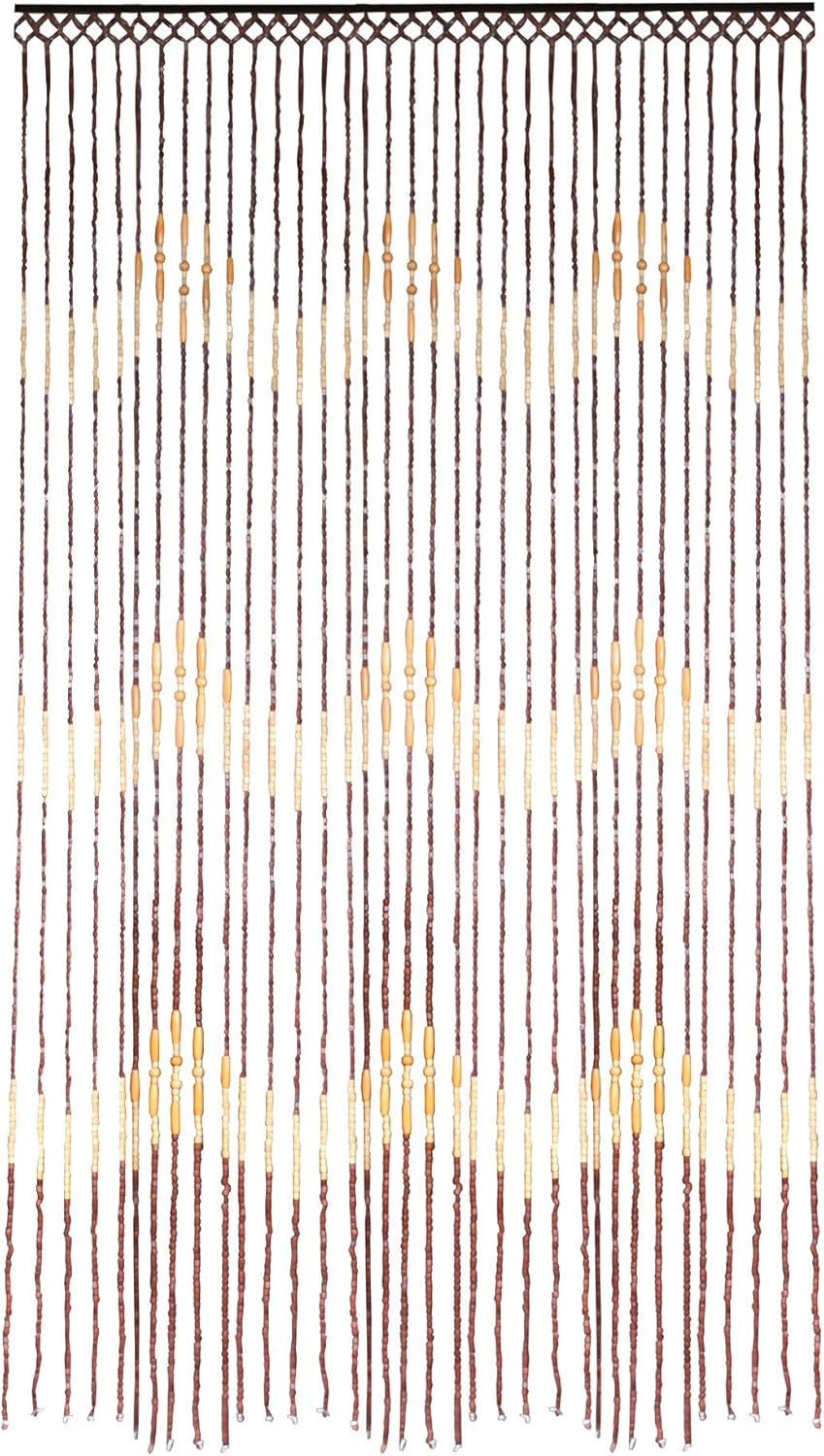 Tuscany Waves Design Wooden Beaded Door Curtain 90 X 180Cm