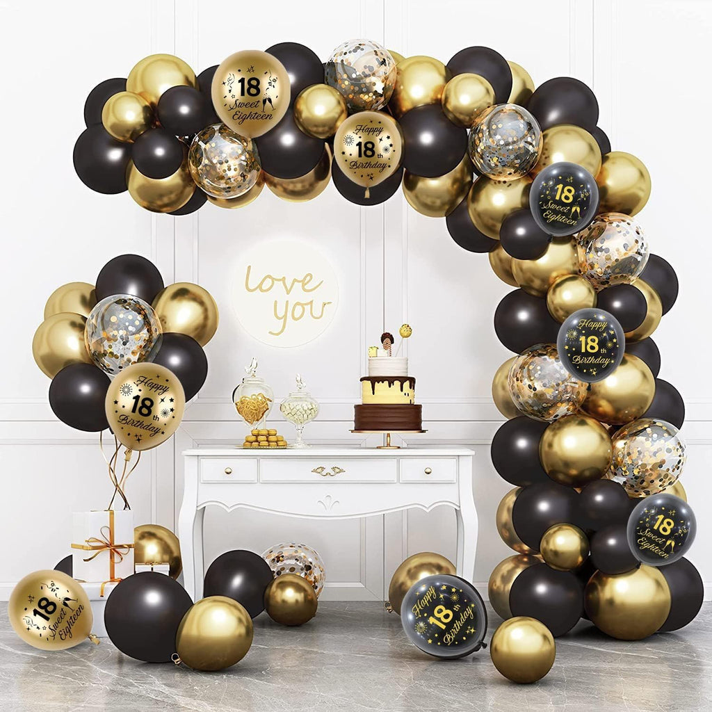 Black Gold 17Th Birthday Balloons 15 Pcs,Happy 17Th Birthday Latex Confetti Balloons Black Gold 17Th Birthday Party Decorations Balloons for Boys Girls 17Th Birthday Deocorations Supplies
