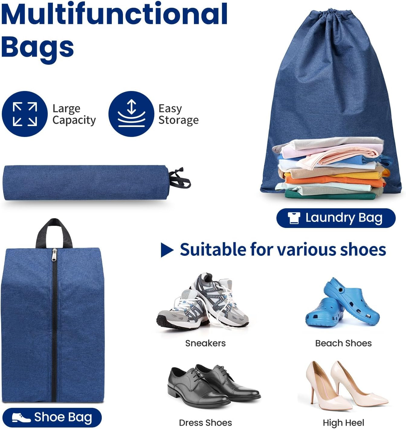 Large Compression Packing Cubes, Full Open Visible Design， Expandable Packing Organizer with Travel Shoe Bag for Suitcase & Backpack, 4 Set Lightweight Travel Bags for Vacation & Camping