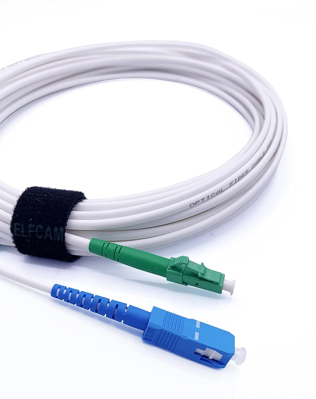 Fiber Optic Cable LC/APC to SC/UPC OS2 Simplex Singlemode LSZH, White (2M)