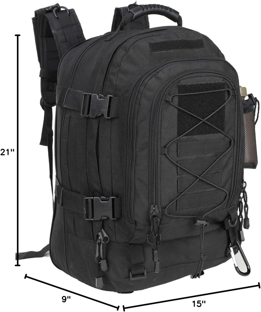 Tactical Backpack Military Hiking Daypack - Molle Backpack for Men 3 Day Assault Pack Bug Out Bag for Camping Travel Army Hunting Gym Rucksack Survival (Black)