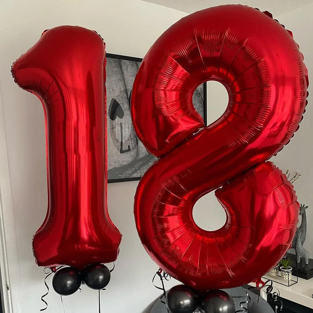 10Th Birthday Decorations for Boy Girl - Red Black Cake Decoration Set with Happy Birthday Banner - Number 10 Party Supplies