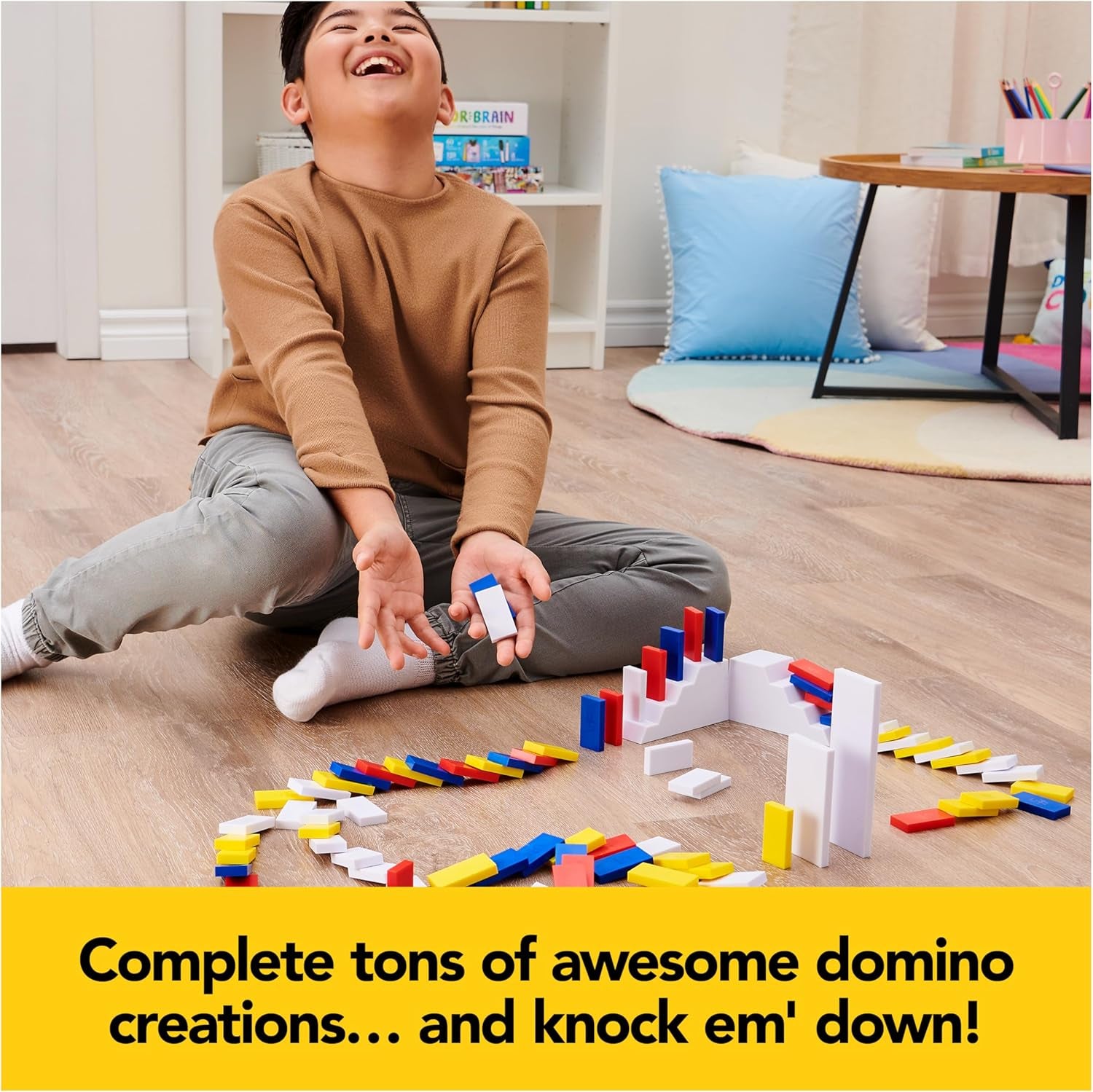 , Lily Hevesh H5 Domino Creations 100-Piece Neon Dominoes Set, Building Toys for Kids & Family, Classic Activity Game, 1 & up Players, for Ages 5 & Up