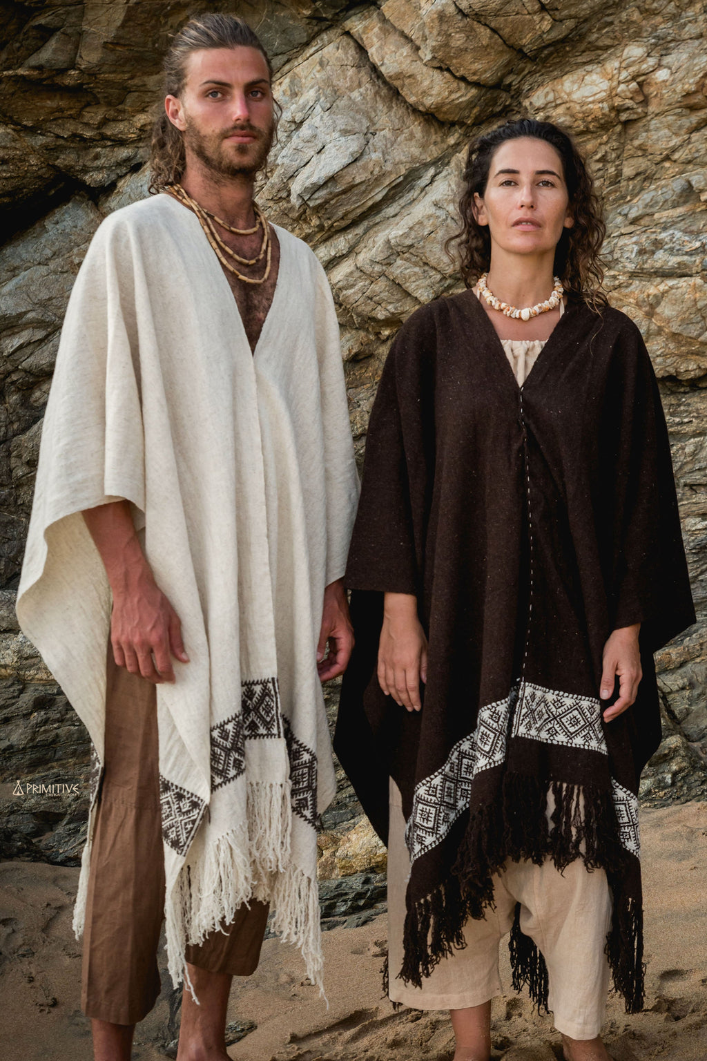 Luxurious Handloom Wool Poncho with Unique Tribal Patterns - One Size Fits All