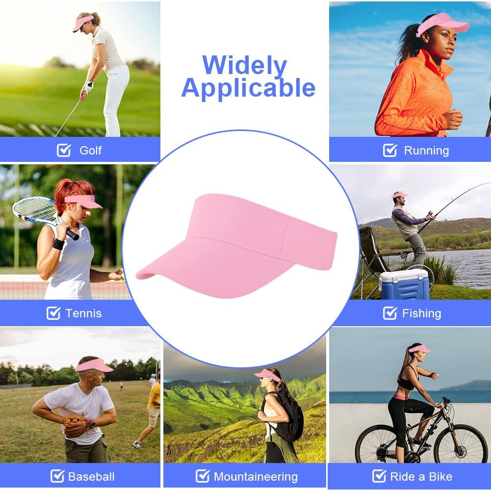 Sun Visor Cap for Women, Plain Empty Top Baseball Cap Adjustable Sports Casual Cap, Breathable Ponytail Baseball Hat, Unisex Twill Golf Tennis Summer Visor Hats for Outdoor