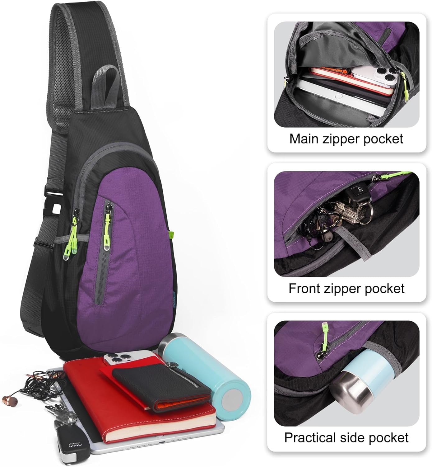 Small Sling Bag, Lightweight Crossbody Backpack for Men Women, Shoulder Bag for Sports and Outdoor