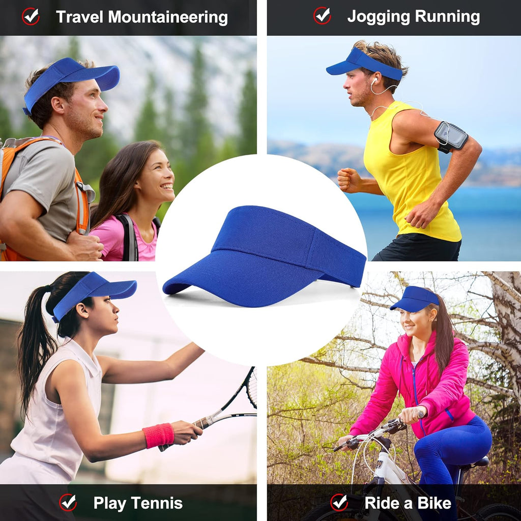 Sun Visor Cap - Women Ponytail Baseball Cap for Women and Ladies, Long Peak Thicker Sweatband Adjustable Hat for Golf Cycling Fishing Tennis Running Jogging Visor Hats for Men