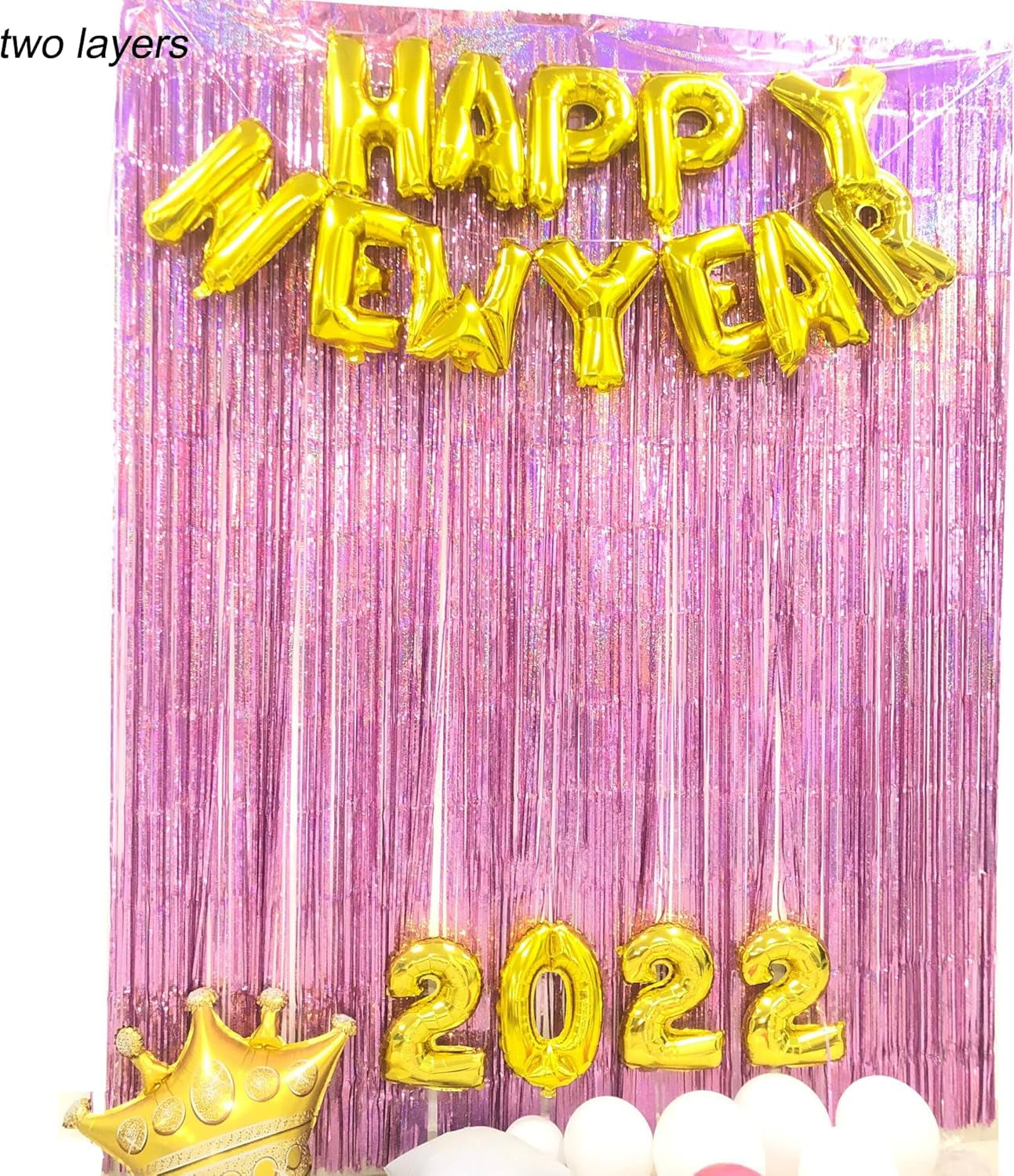 Pink Foil Fringe Curtain Backdrop, Sparkle Tinsel Metallic Curtains for Girls Birthday Party Wedding Photo Backdrop Christmas Hen Disco Party Decorations (2Pack, 1X2.5M)