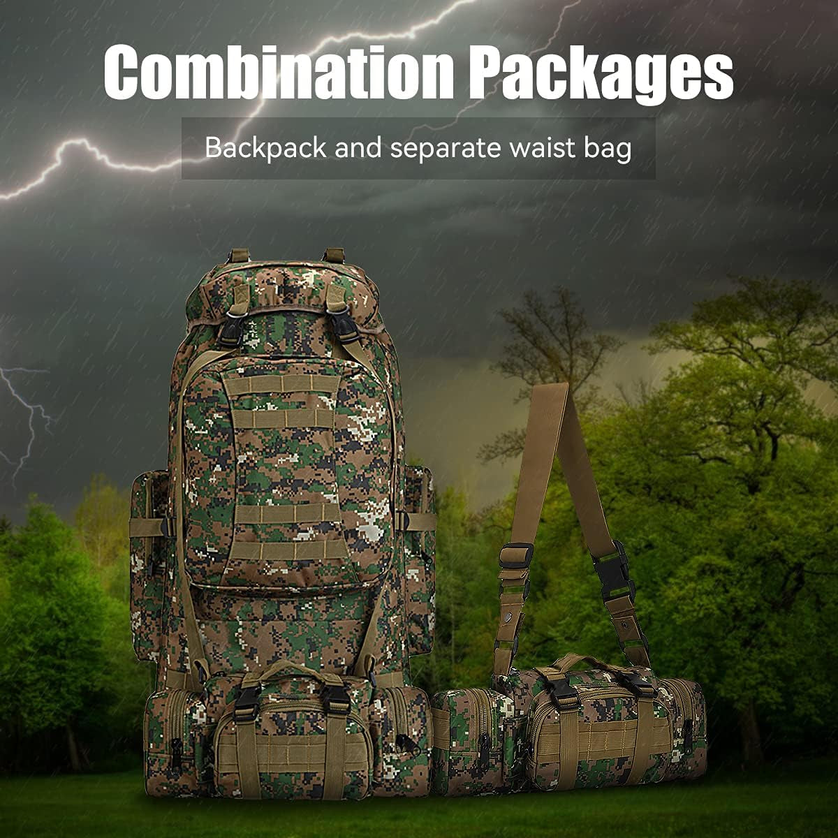 100L Camping Hiking Backpack Molle Rucksack Military Camping Backpacking Daypack