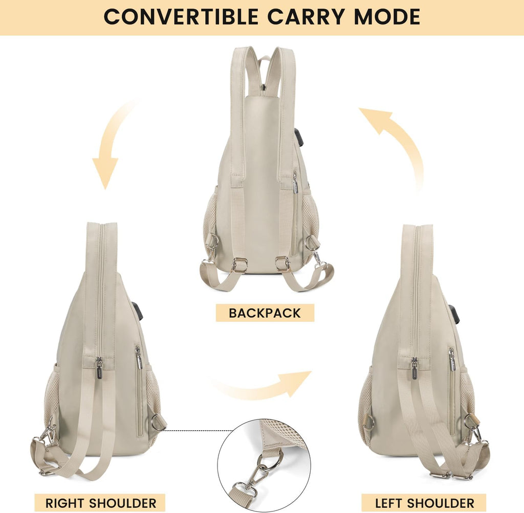 Sling Bag for Women Casual Daypack Nylon Crossbody Sling Backpack Travel Shoulder Bag Hiking Daypack