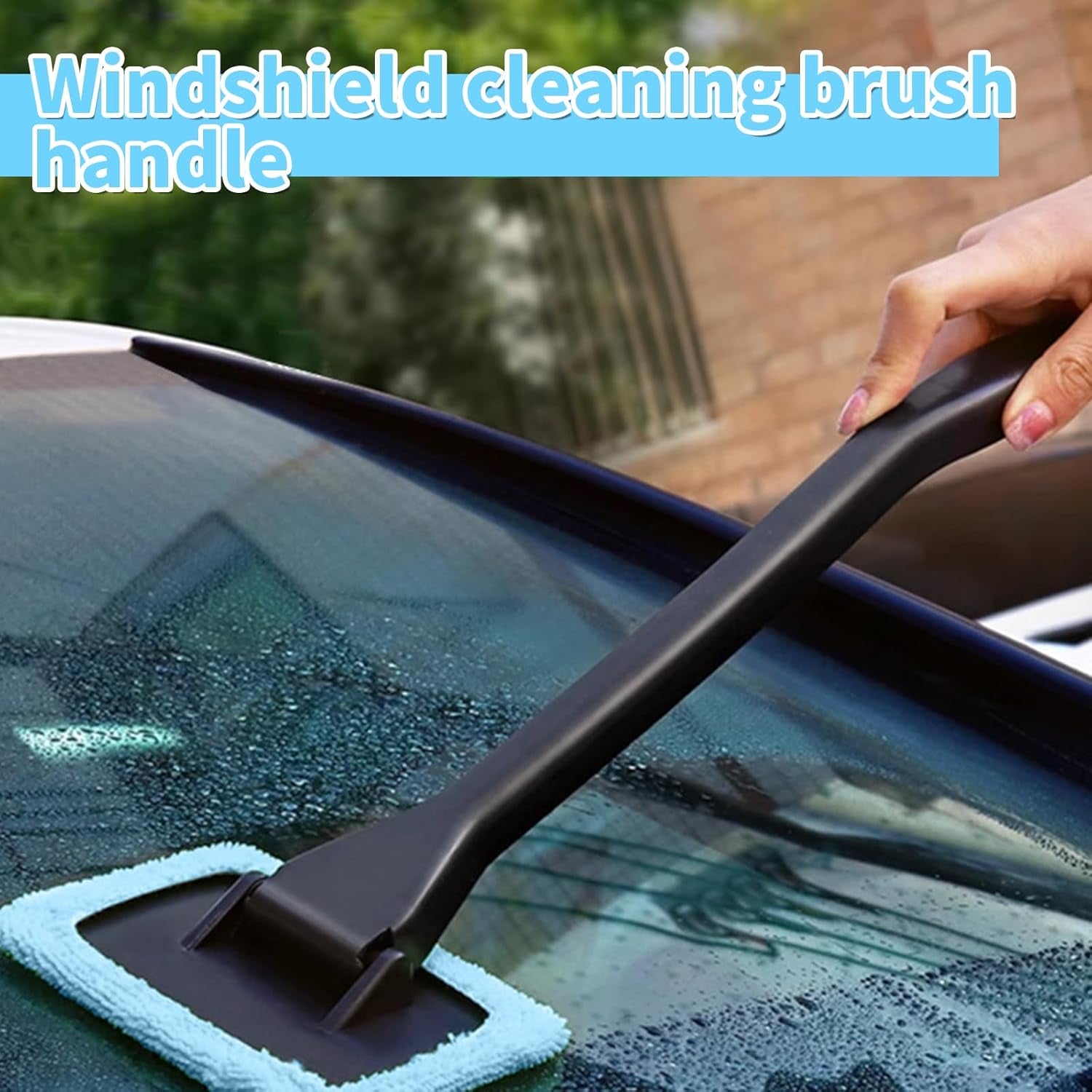 Window Cleaner Tool, Car Windscreen Cleaner Extendable Car Window Squeegee Set with 2 Reusable and Washable Microfiber Pads for Home and Outdoor