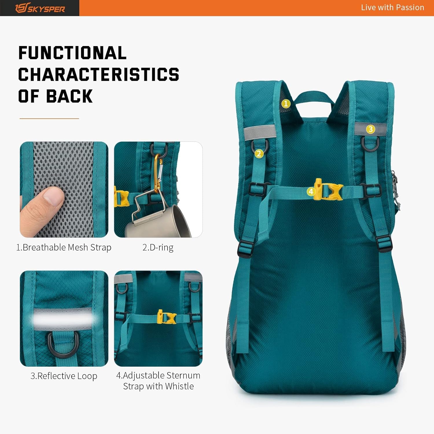 Packable Hiking Backpack 35L Lightweight Travel Daypack Waterproof Hiking Daypack for Women Men