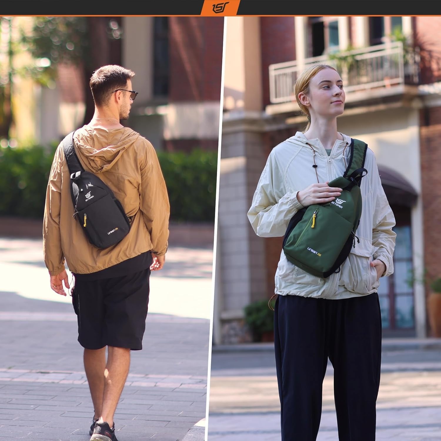 Sling Bag Crossbody Backpack - Chest Shoulder Cross Body Bag Travel Hiking Casual Daypack for Women Men(Armgreen)