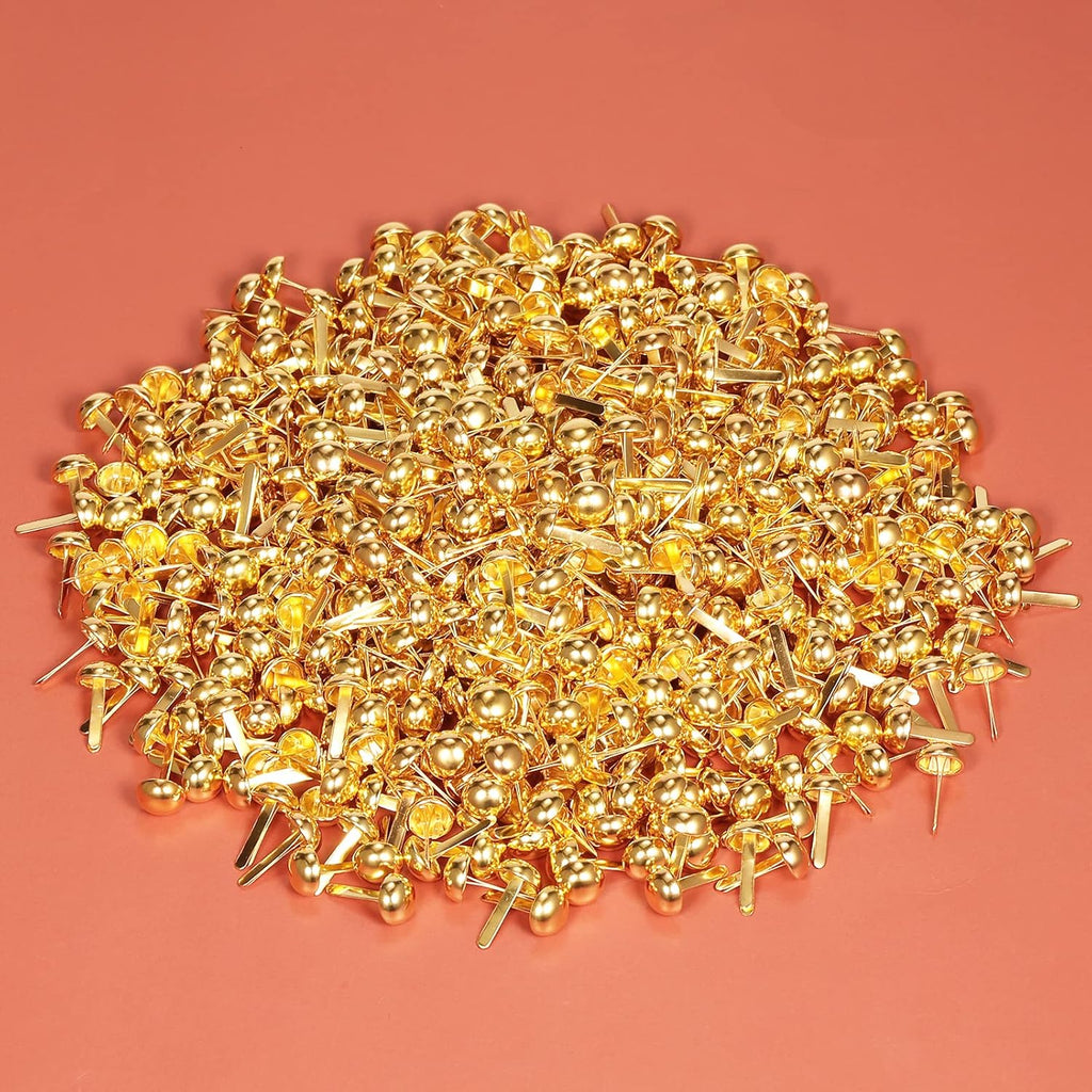 600Pcs 8 X15Mm Paper Fasteners Brads, Gold round Head Brads Split Pins for DIY Paper Crafts Scrapbooking (Gold)