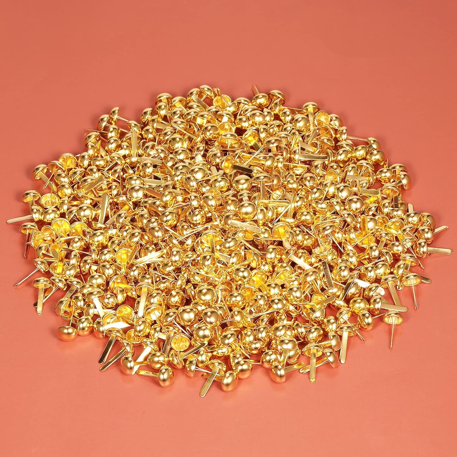 600Pcs 8 X15Mm Paper Fasteners Brads, Gold round Head Brads Split Pins for DIY Paper Crafts Scrapbooking (Gold)