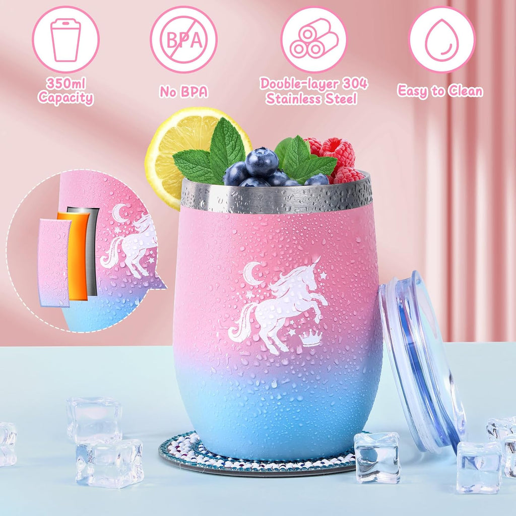 Unicorns Gifts for Girls Kids Toys 6 7 8 9 10 Years Old with Star Light up Pillow Stationery Plush Diary with Lock Headband Eye Mask Water Bottle Teen Girl Birthday Christmas Unicorn Toy