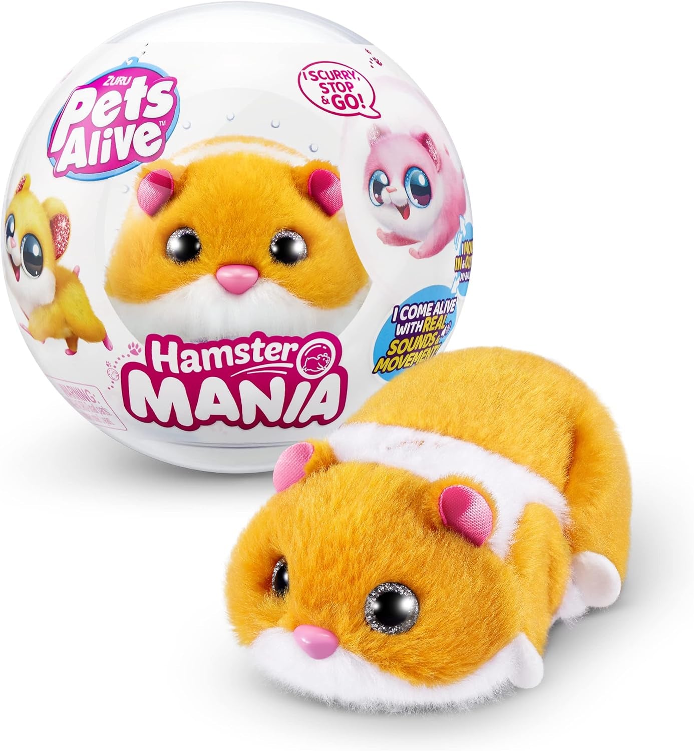 Hamstermania (Orange) by  Hamster, Electronic Pet, 20+ Sounds Interactive, Hamster Ball Toy for Girls and Children