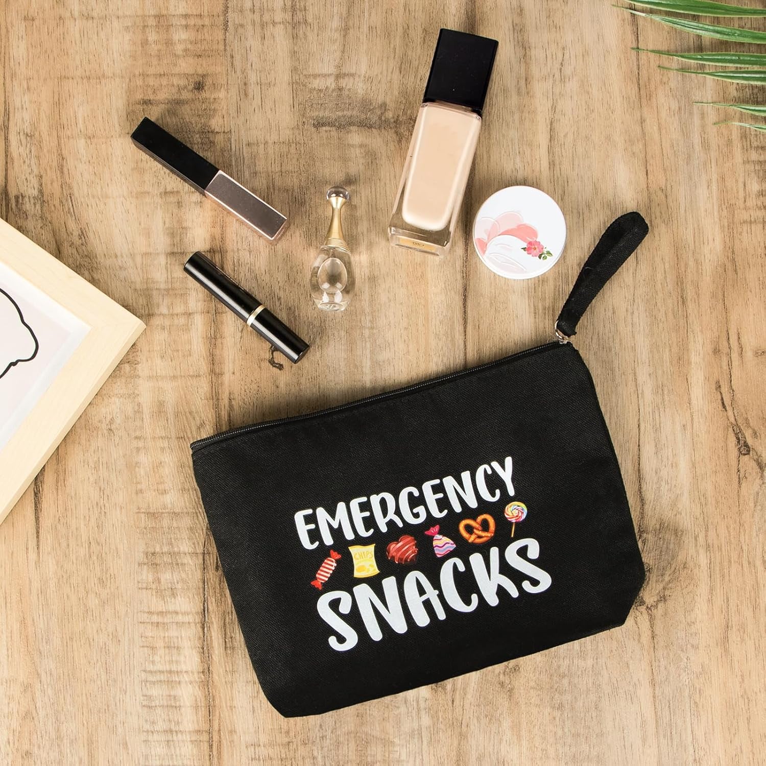 Canvas Zipper Pouch Bags for Snacks, Cosmetics & Toiletries - Women'S Travel & Beach Bag (Black)