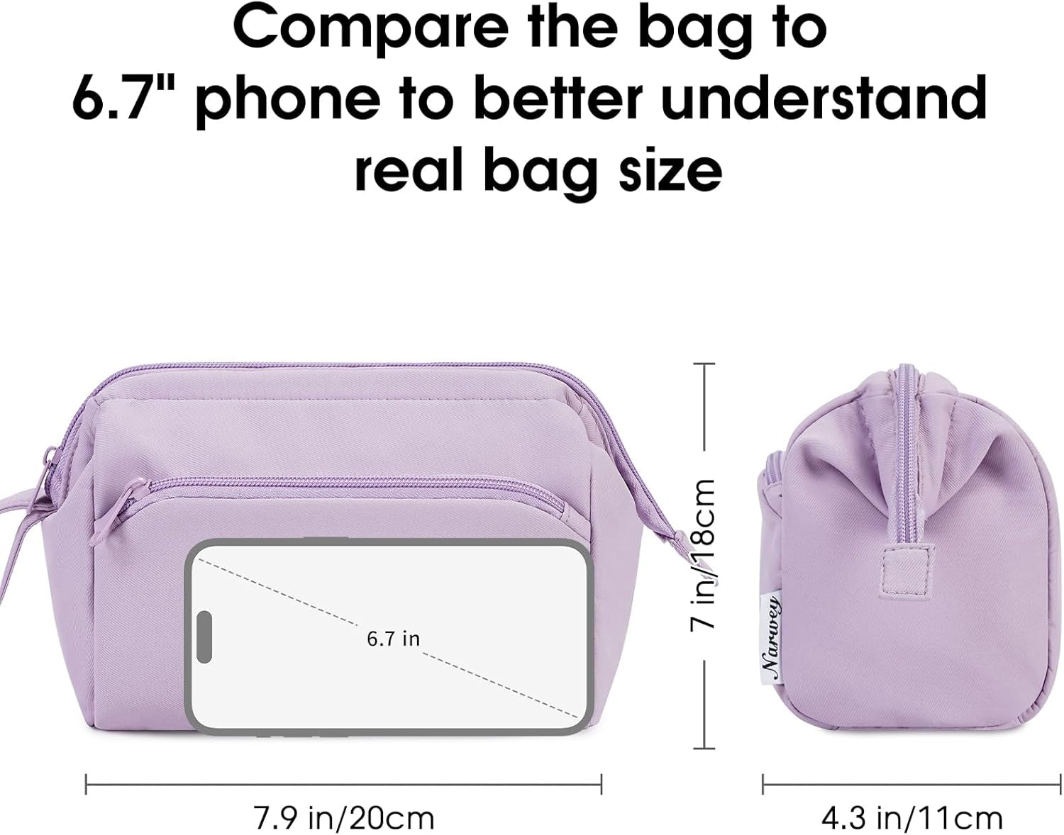 Large Makeup Bag Wide-Open Zipper Pouch Travel Wash Bag Toiletry Bag Cosmetic Organizer for Women (Purple)