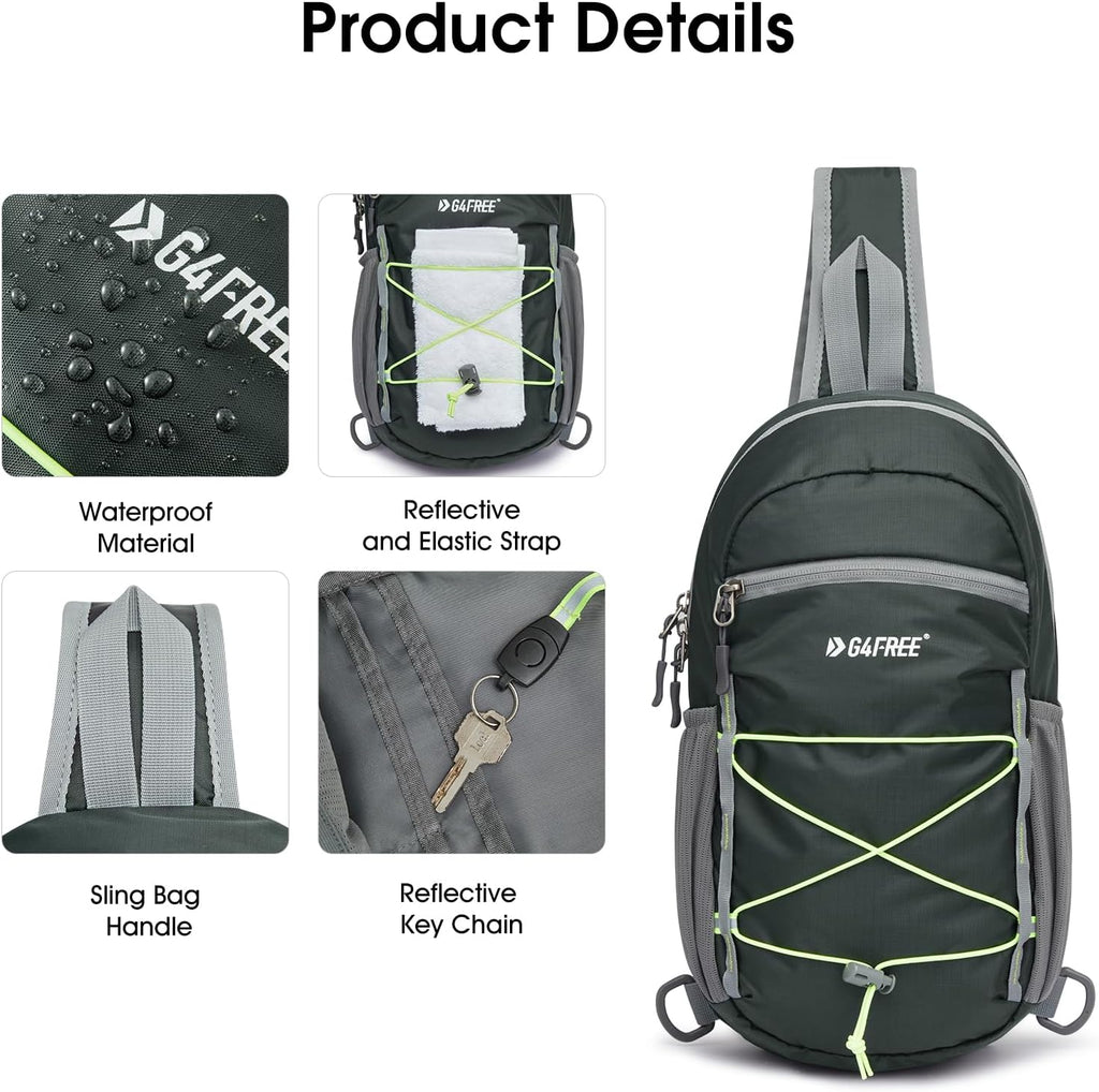 Sling Bag Backpack RFID Blocking Crossbody with Front Pocket Hiking Daypack Outdoor Chest Bag for Women Men