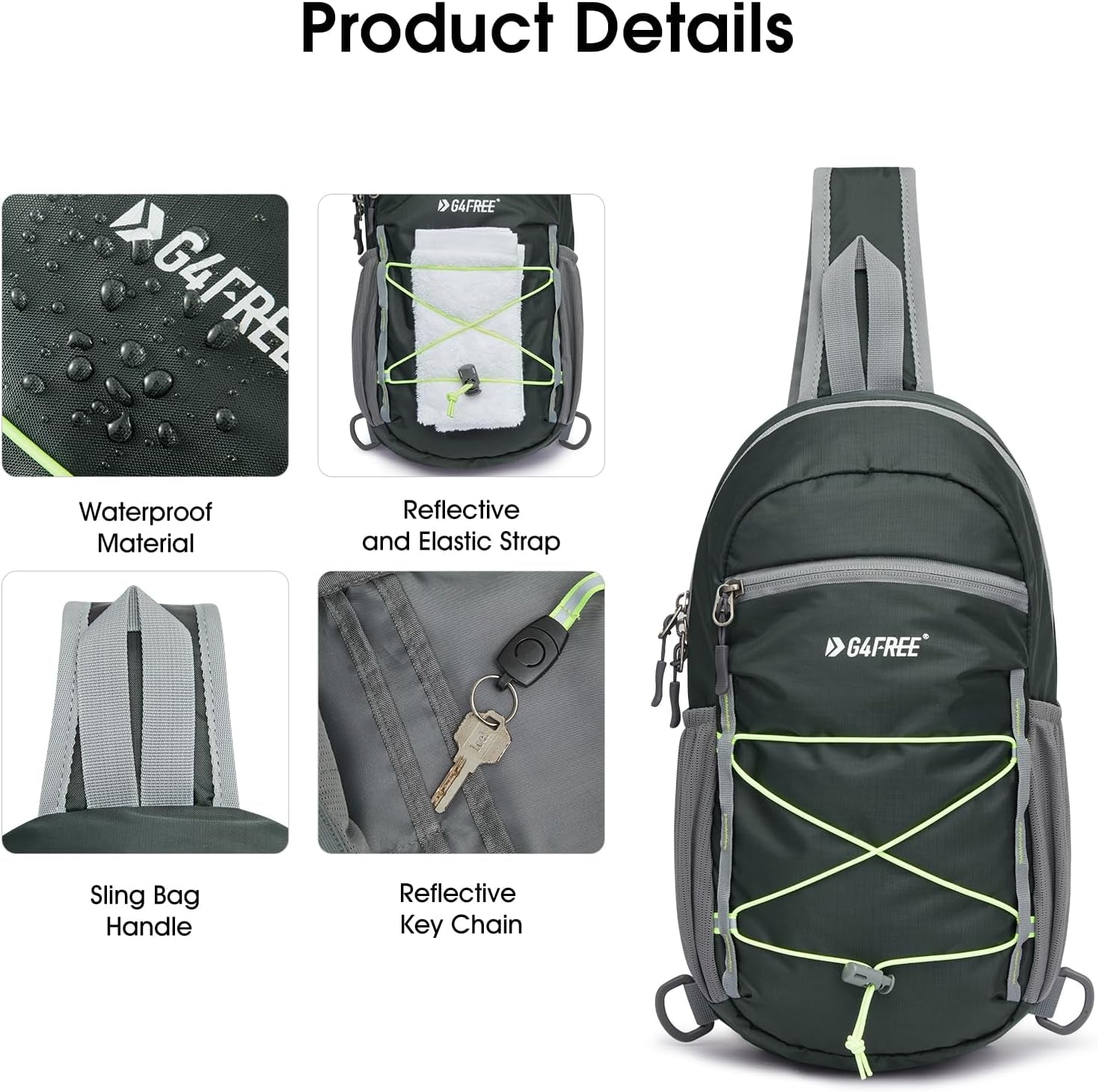 Sling Bag Backpack RFID Blocking Crossbody with Front Pocket Hiking Daypack Outdoor Chest Bag for Women Men