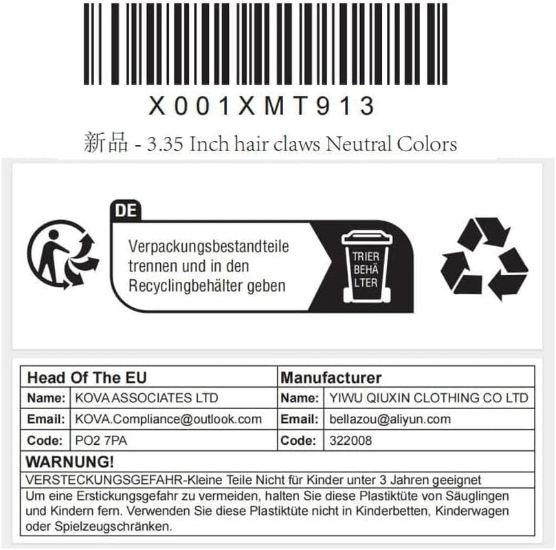 Hair Claw Clips for Women Short Thin Hair 3.35 Inch(8.5 Cm), Hair Clips for Girls Long Thick Hair Strong Hold 8 Pieces Neutral Color