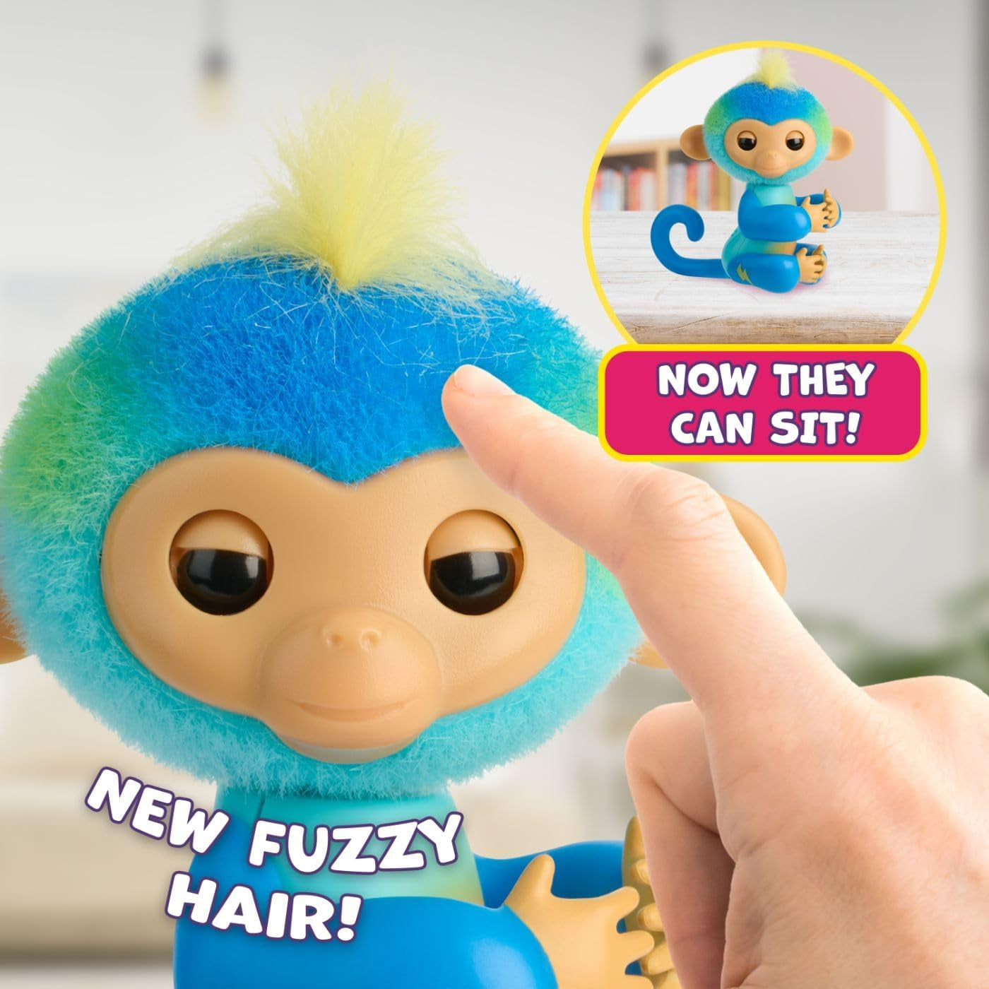 2023 NEW Interactive Baby Monkey Reacts to Touch – 70+ Sounds & Reactions – Leo (Blue)