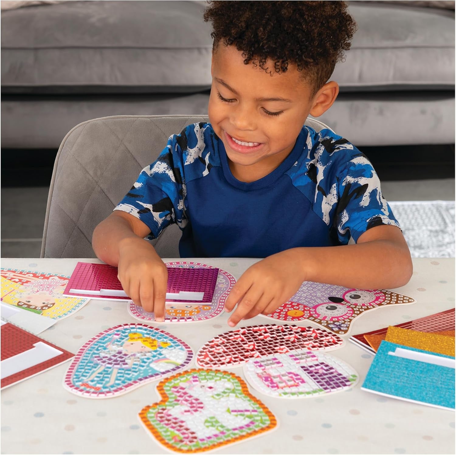 Fairy Sparkle Mosaics -Childrens Glitter Mosaic Set,Arts and Crafts Kit for Kids,Colourful Design Tile by Number Pictures and 5000Plus Self-Adhesive Glitter and Foil Foam Tiles -Ages 5 Years Plus