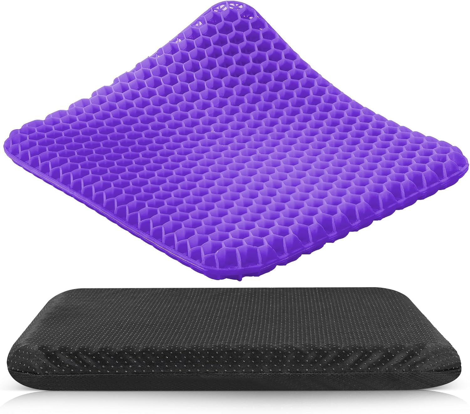 Gel Soft Sitter Cushion, Honeycomb Design Seat Cushions with Cloth Cover, Relieving Back Coccyx Pain Pressure, Ergonomic Design for Seat Pads(Purple, 42Cm)