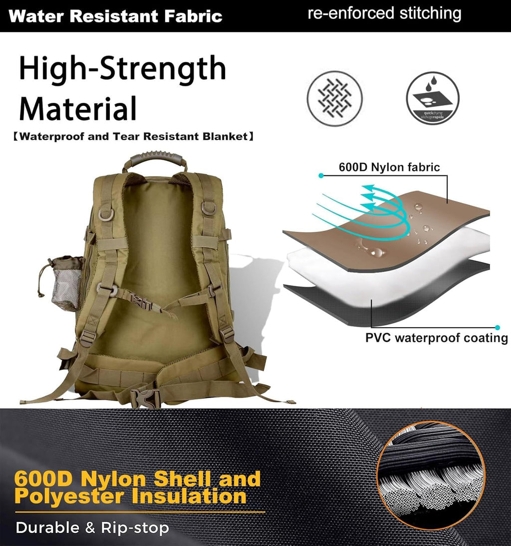 Tactical Backpack Military Hiking Daypack - Molle Backpack for Men 3 Day Assault Pack Bug Out Bag for Camping Travel Army Hunting Gym Rucksack Survival (Coyote)