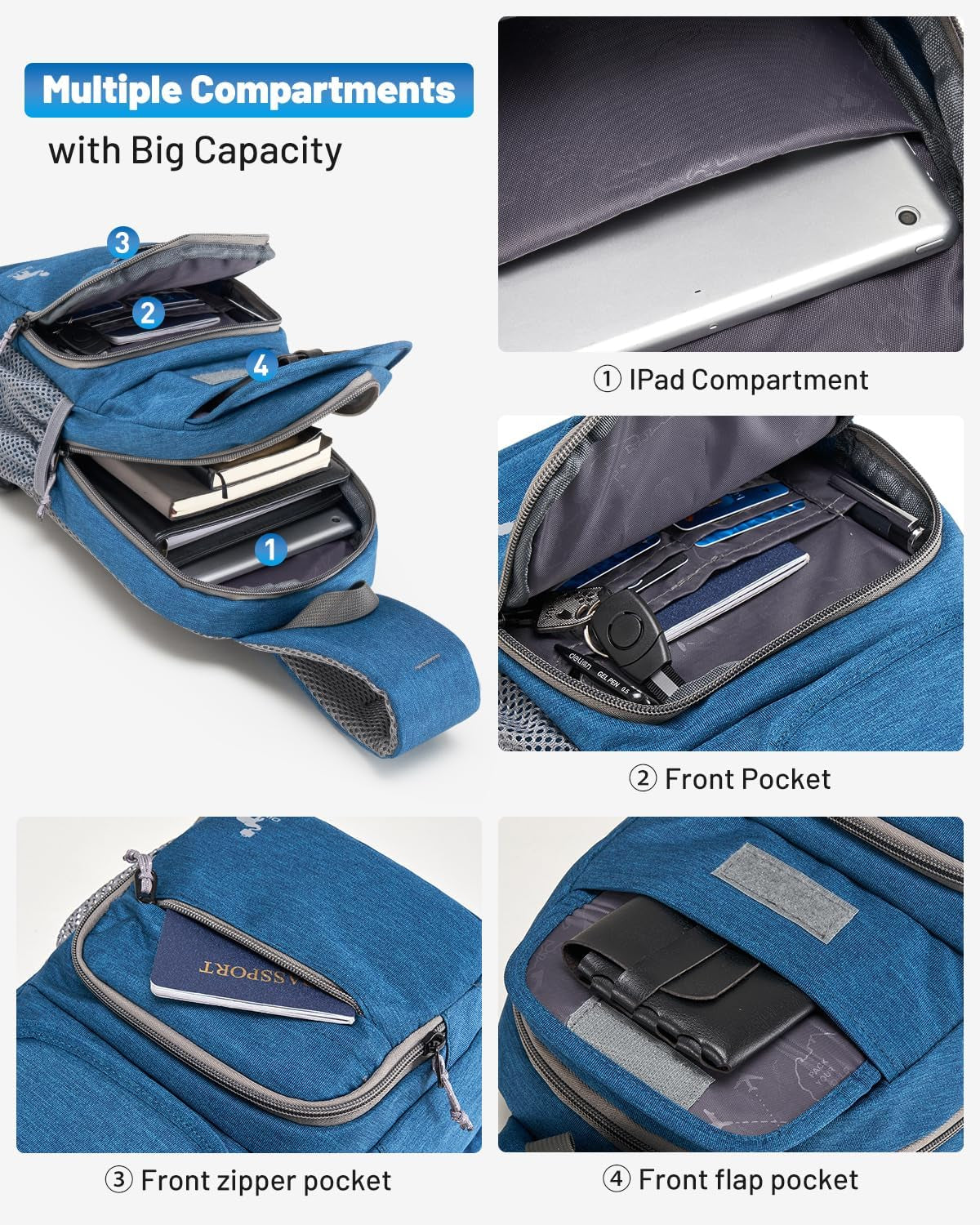 Sling Bag Crossbody Backpack for Men, One Strap Backpack Hiking Daypack Chest Bag for Women