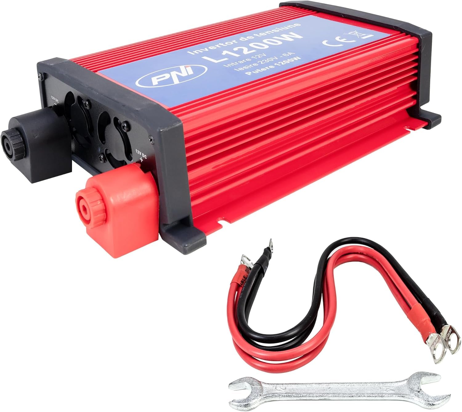 Power Inverter  L1200W, Input 12V - Output 230V, Output Power 1200W, 1 X 230V Socket, USB2.0