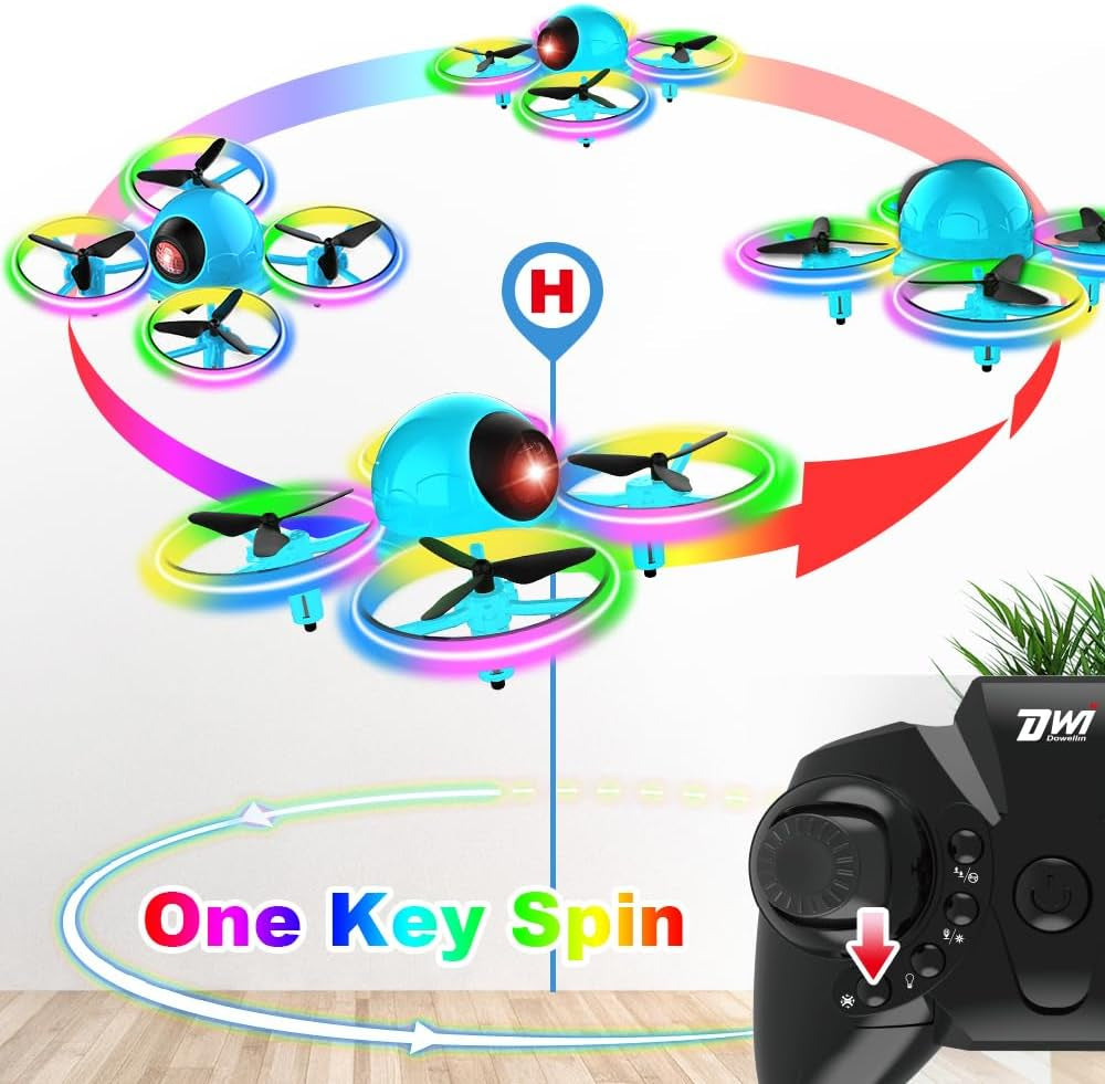 Mini Drone for Kids, 4.9 Inch Small Flying Toys Drones with LED Light One Key Take off Spin Flips RC Mini Drones Nano Quadcopter Long Flight Time Drones for Beginners and Adults, Blue
