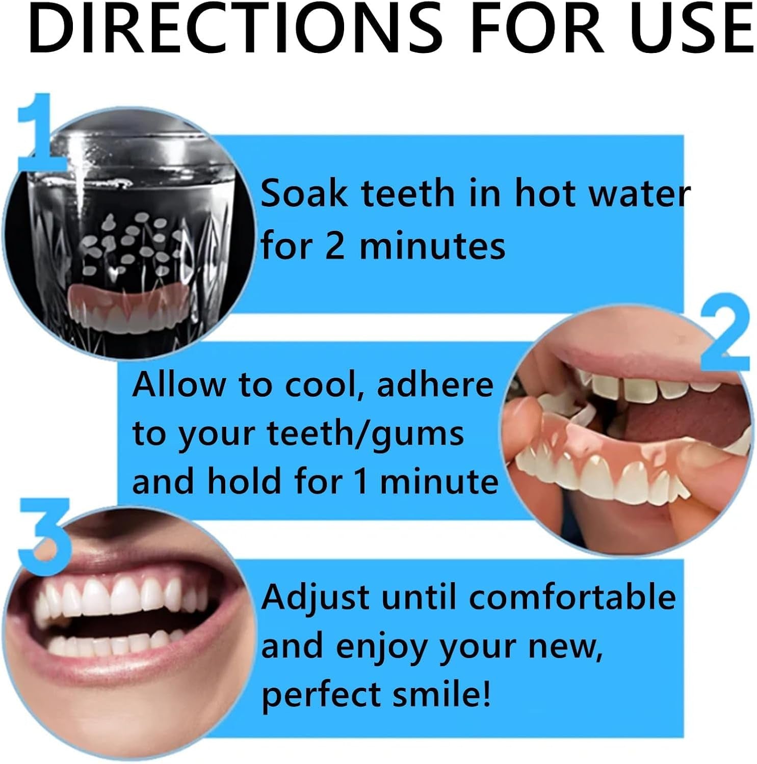 Bikenda Silicone Reline Denture Set - Secure & Comfortable Upper/Lower Dentures Repair Kit with Soft Silicone Material for Easy Adjustments