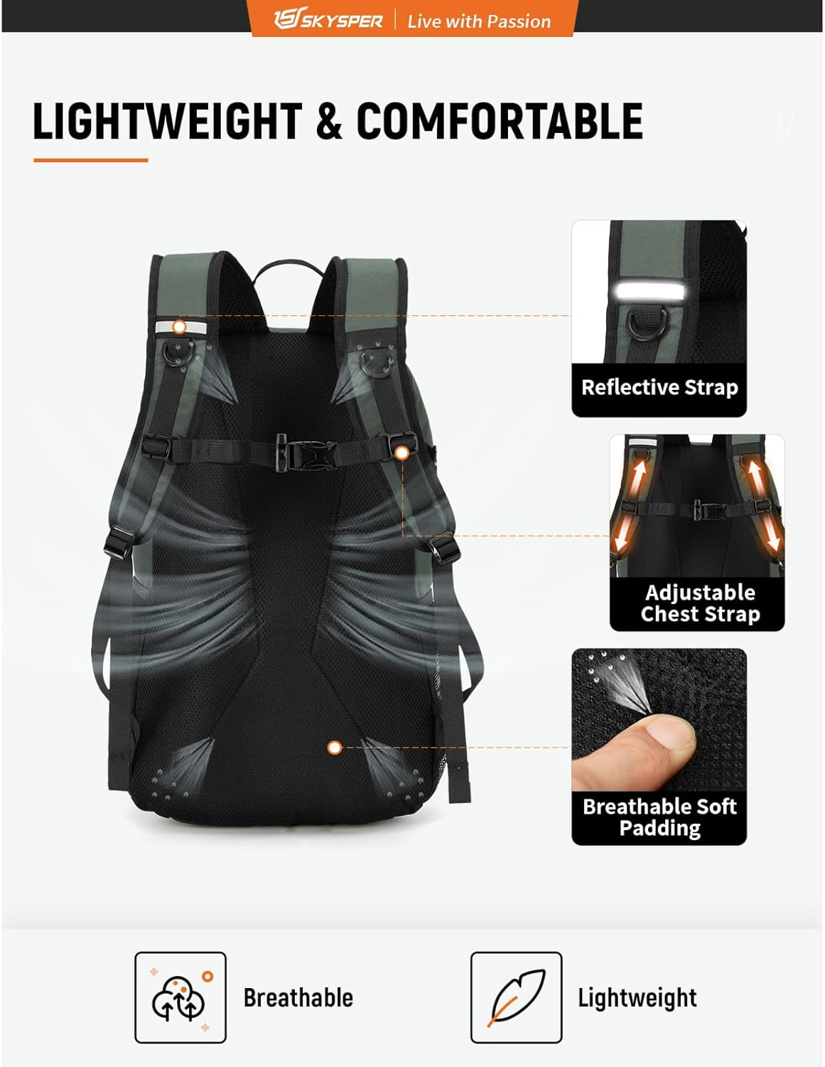 Hiking Backpack 30L Lightweight Travel Backpack Hiking Day Pack for Men Women(Green)