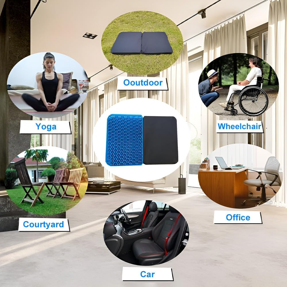 Wheelchair Cushion,Gel Seat Cushion,Foldable Honeycomb Heaven Cushion for Long Sitting,Office Desk Chair,Hip Pressure Sore Relief,Travel,Airplane,Car Driving,Elderly,Computer Gaming Chair (Square-S)
