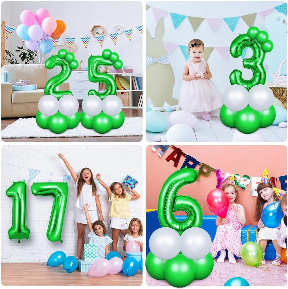 Helium Balloons - 40 Inch Number Balloons with Large Numbers - Birthday & Wedding Party Decorations (Green)