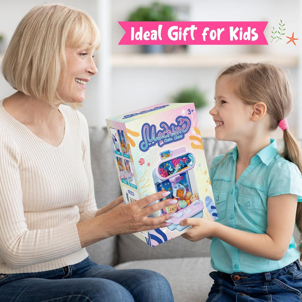 Claw Machine for Kids,Mini Vending Machines Candy Grabber Prize Dispenser Toys for Girls Boys, Electronic Arcade Game with 20 Mini Plush Toys for Party Easter Birthday Gifts