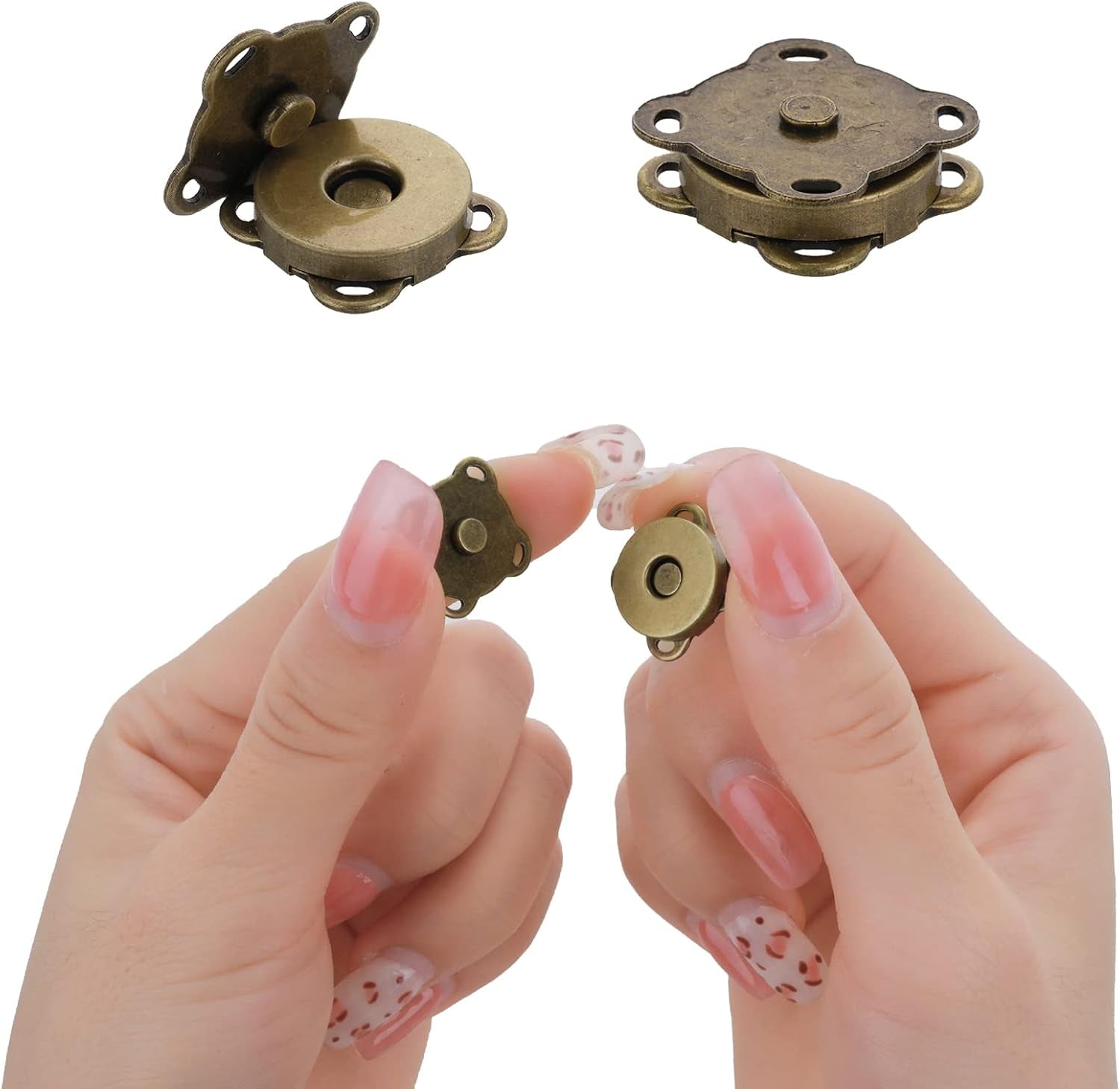 12 Pack Magnetic Buttons, Magnetic Bag Fasteners, Metal Snap Buttons, 15Mm Snap Fasteners Magnetic Clasps for Bags Purses Handbag Wallet Sewing DIY Craft, (Gold Silver Bronze)