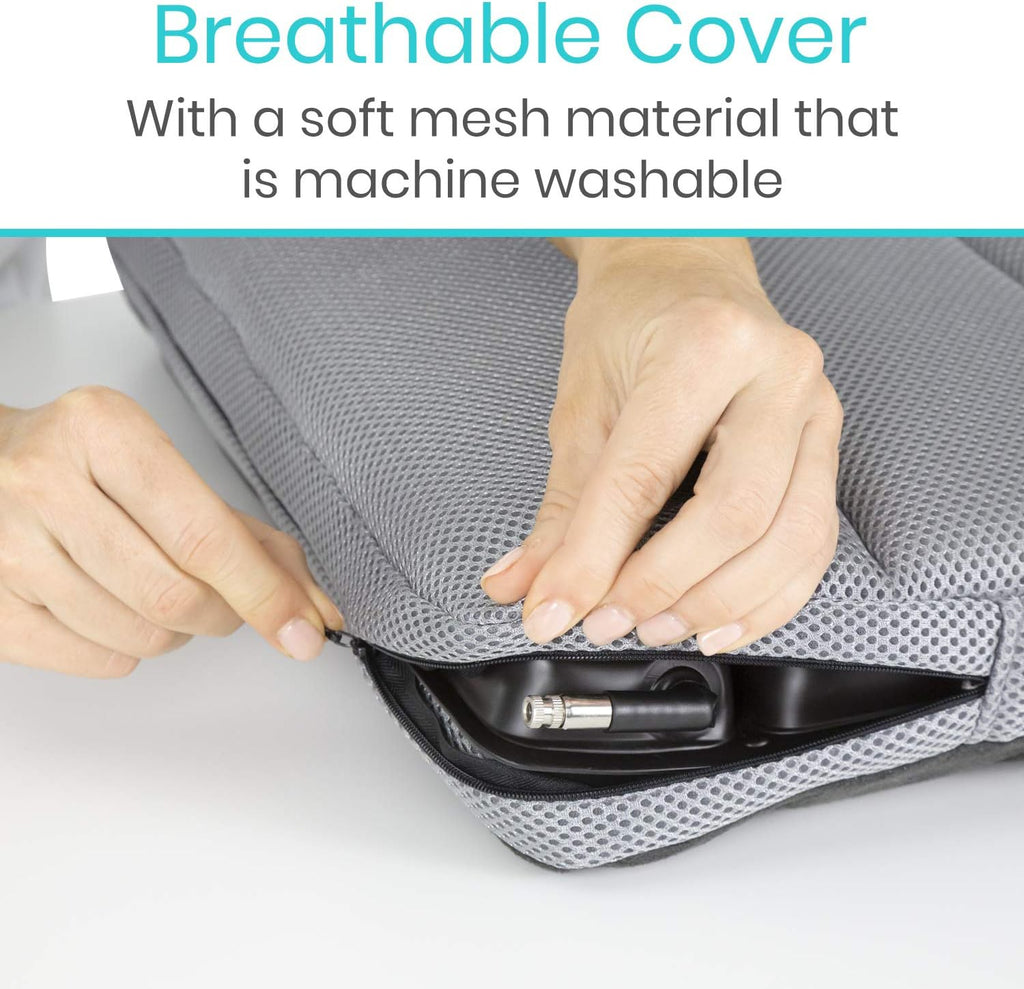 Air Seat Cushion - Pressure Relief Back Support Pad for Tailbone, Sciatica, Coccyx Pain - Orthopedic Seating for Car, Office Chair, Wheelchair, Travel - Portable and Inflatable - Soft or Firm