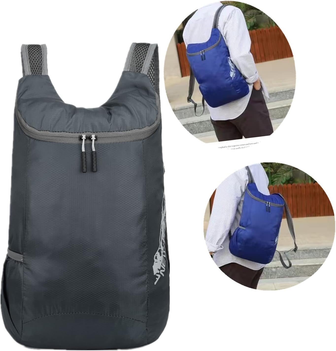 14L Hiking Backpack Lightweight Packable Hiking Daypack Water Resistant Lightweight Foldable Hiking Backpack for Travel Camping Outdoor Small Travel Outdoor Foldable Shoulder Bag (Grey)