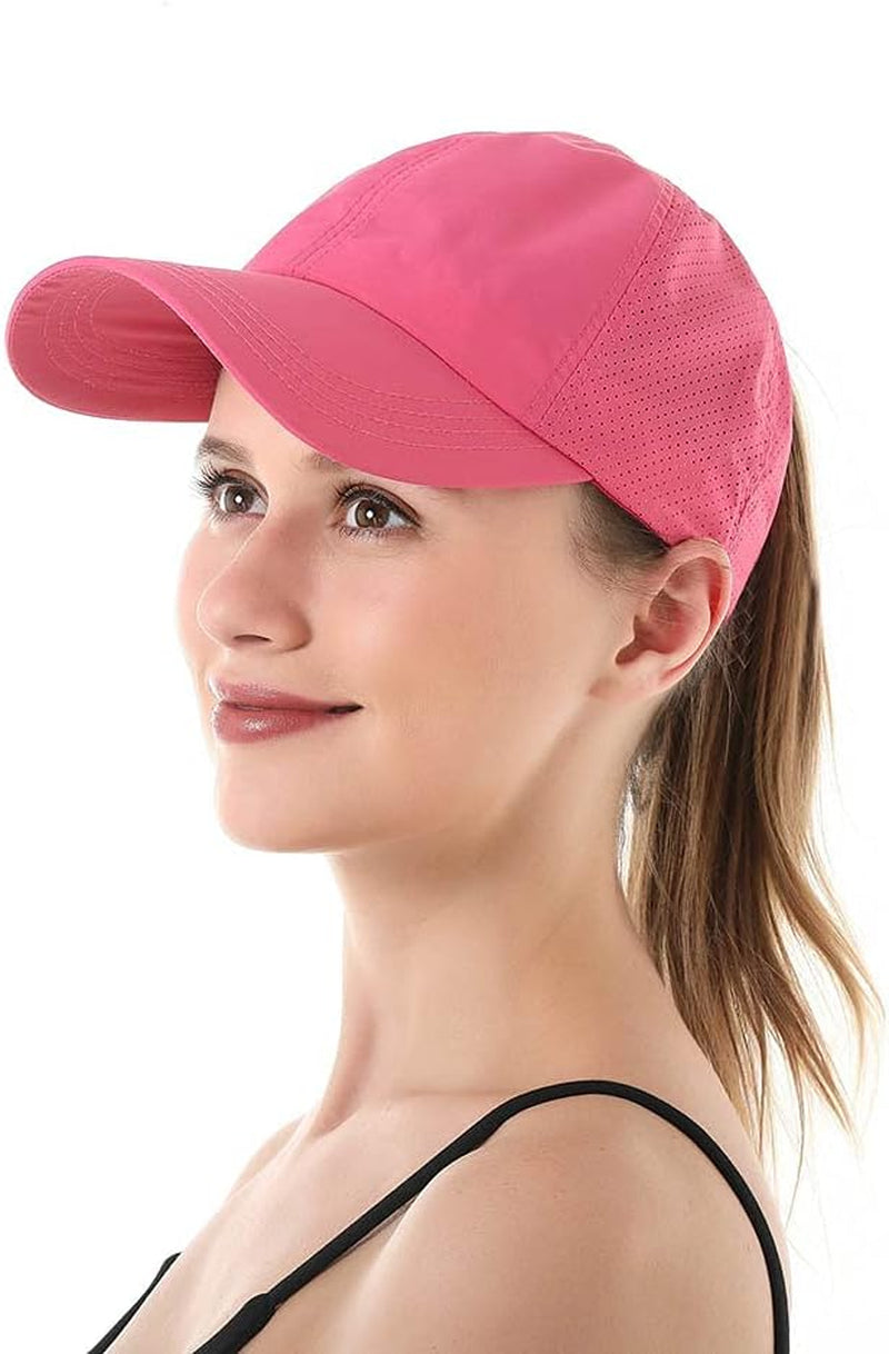 Womens Criss Cross Ponytail Baseball Cap,High Messy Bun Ponycap Quick Drying Mesh Outdoor Sports Hat with Ponytail Hole Adjustable Travel Summer Hat