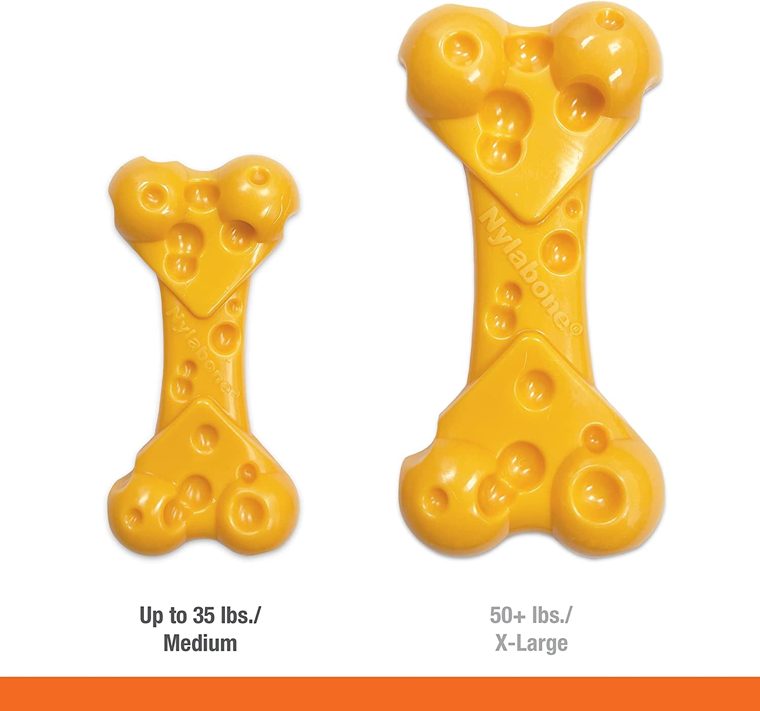Extreme Tough Dog Chew Toy Cheese Bone, Durable, Cleans Teeth, Cheese Flavour, Medium, for Dogs up to 16 Kg (Pack of 2)