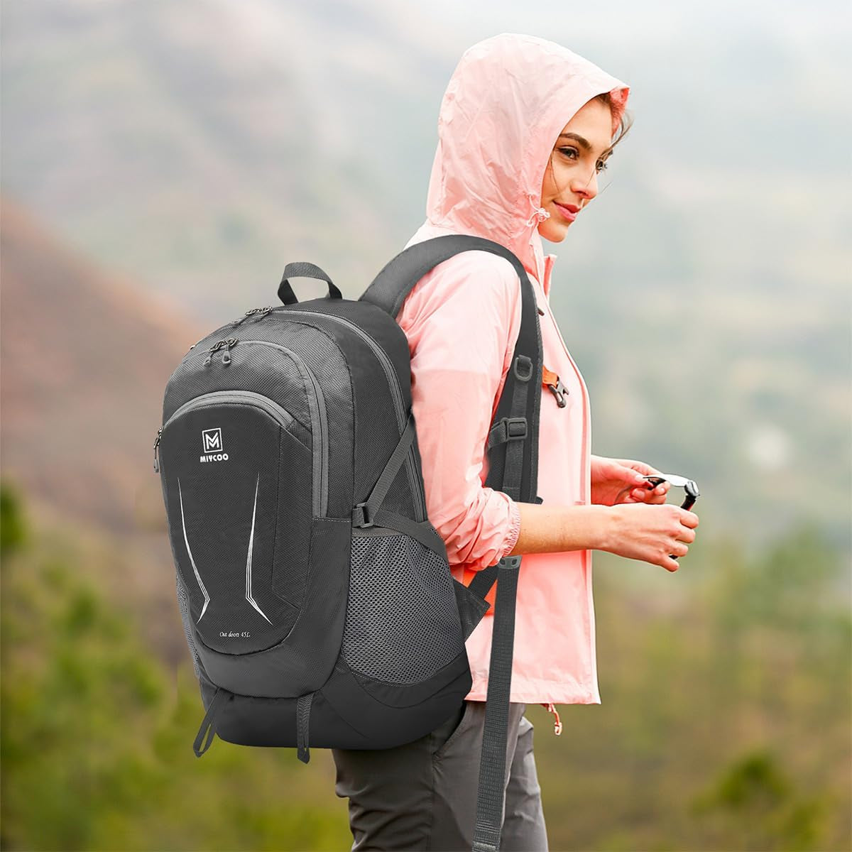 Lightweight Backpack for Men Women - Packable Hiking Travel Backpack - Foldable Outdoor Camping Waterproof Daypack Grey