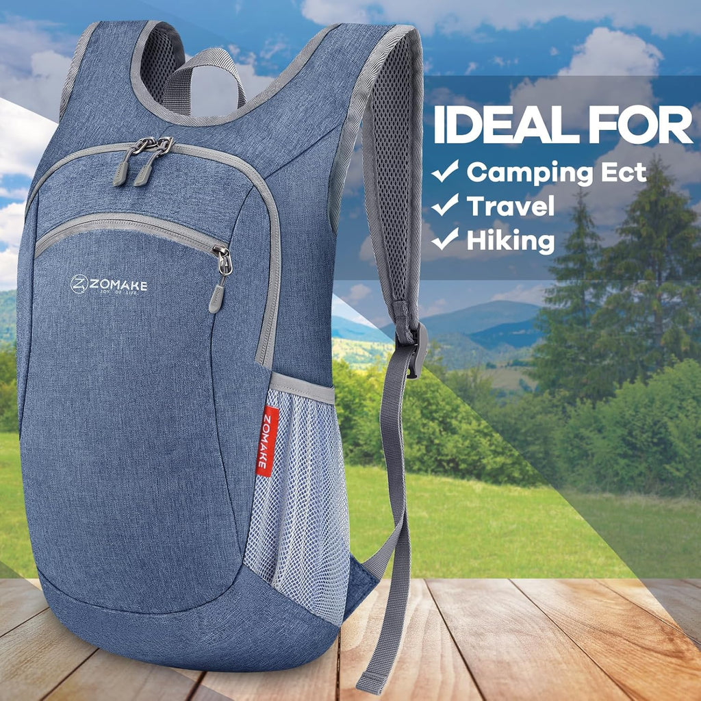 Ultra Lightweight Packable Backpack, 10L Small Daypack Light Foldable Backpacks Water Resistant Day Bag for Hiking (Navy Blue)