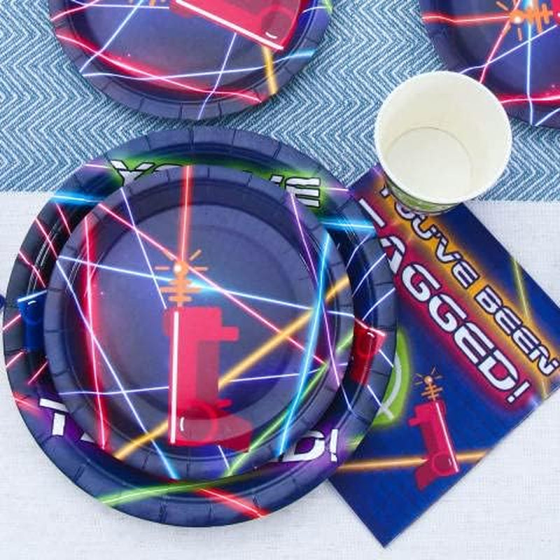 Laser Tag Birthday Party Supplies - (Serves 24) - Dinner Plates, Dessert Plates, Cups, Napkins. Laser Tag Decorations for Kids, Boys, Girls and More.
