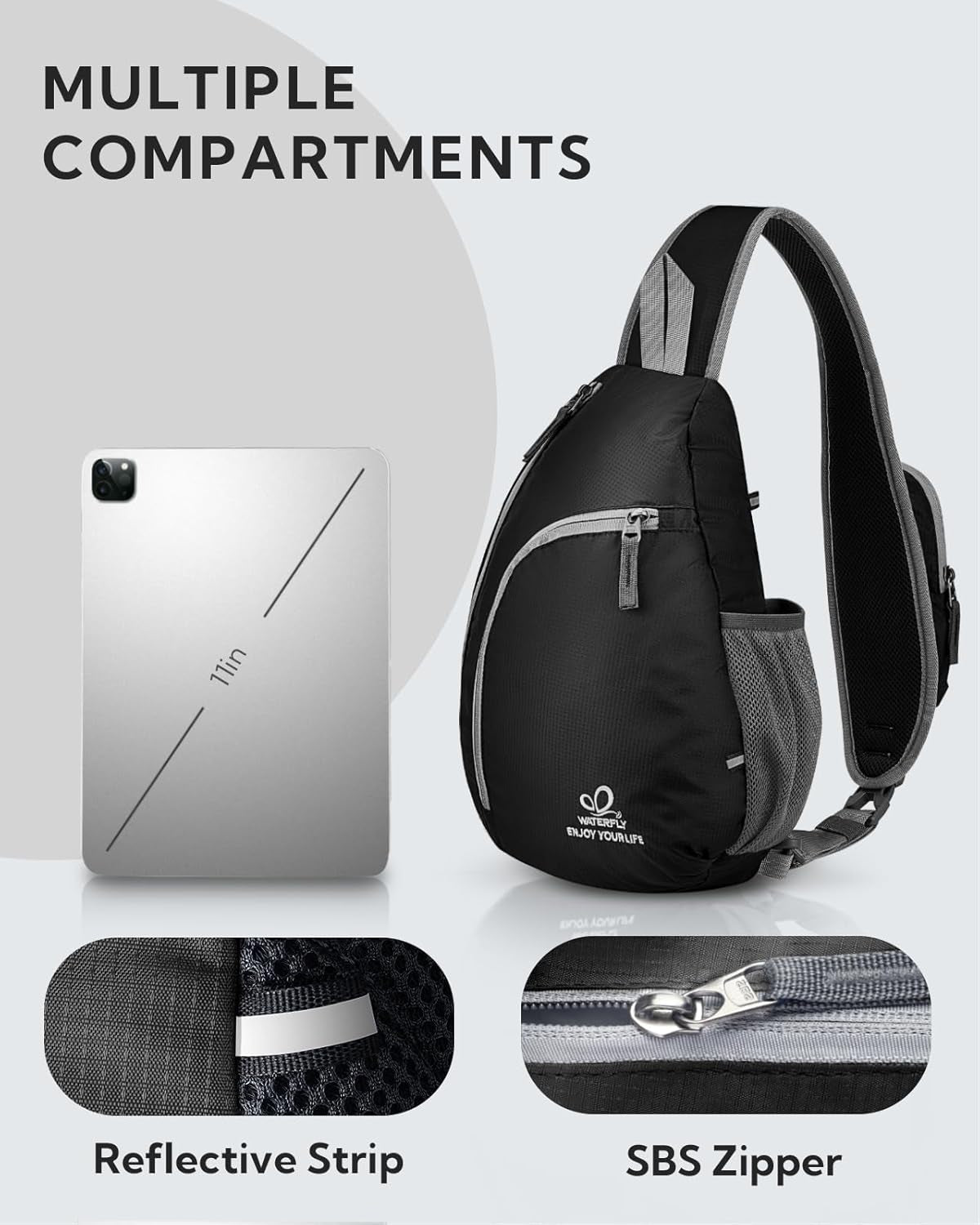 Crossbody Sling Bag Small Water Resistant Backpack Lightweight Shoulder Chest Daypack for Men Women Hiking Travel