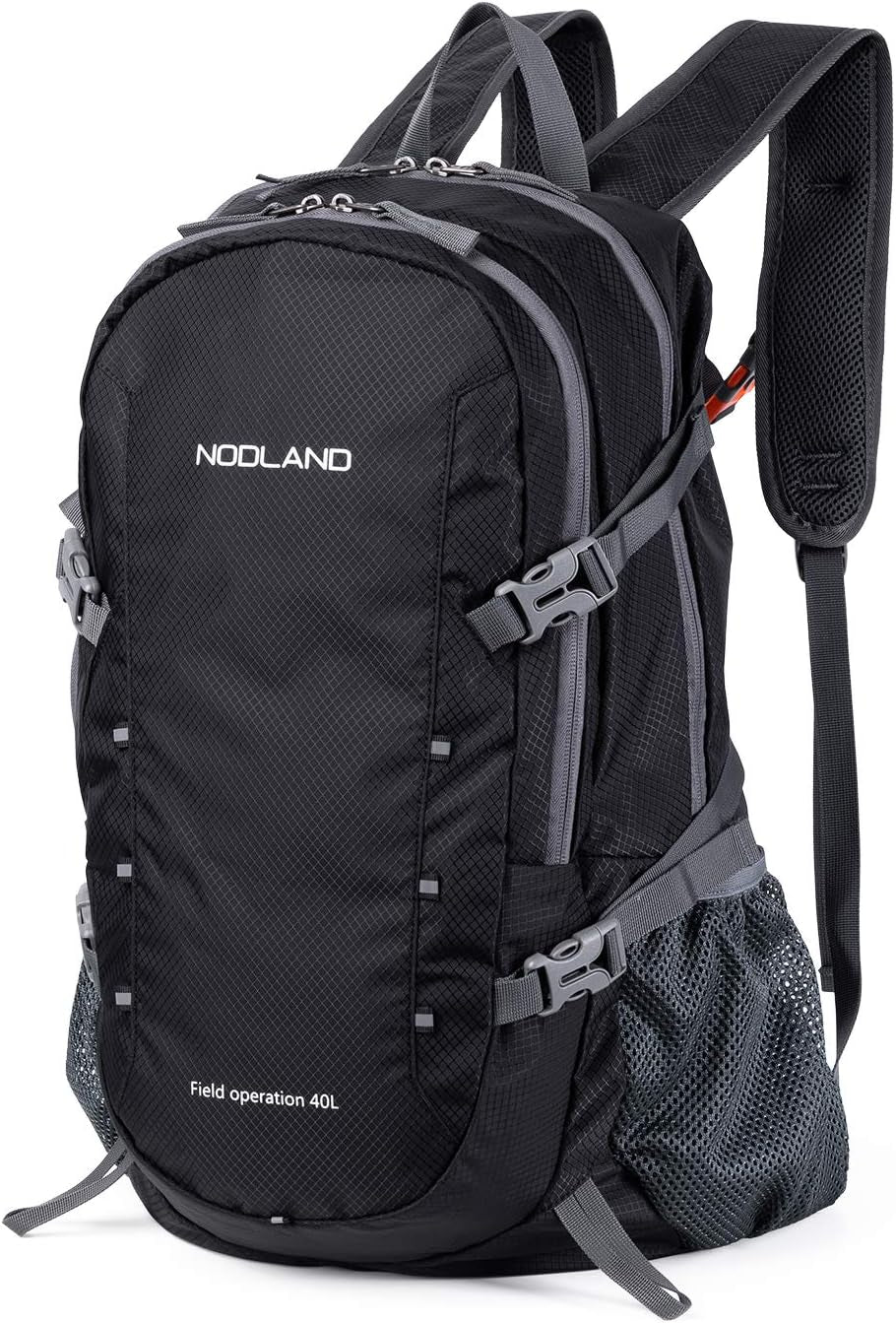 NODLAND Lightweight Backpack Travel 40L Foldable Water-Resistant Daypack, Hiking Outdoor Camping Rucksack for Men Women
