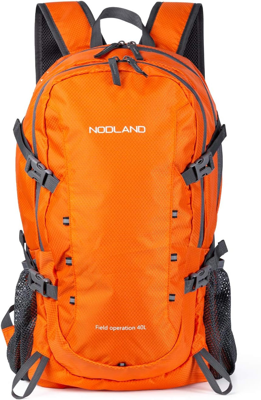 NODLAND Lightweight Backpack, Travel 40L Foldable Water-Resistant Daypack, Hiking Outdoor Camping Rucksack for Men Women