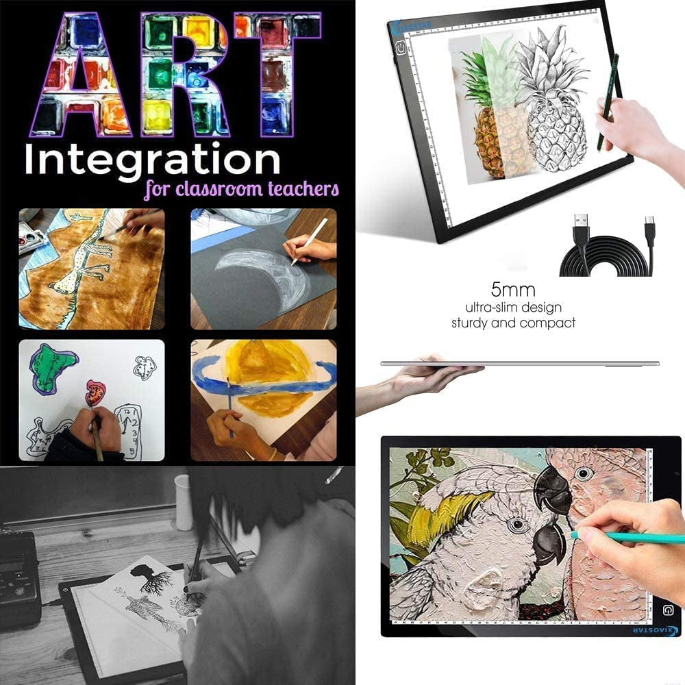 Light Box Drawing A4,Tracing Board with Brightness Adjustable for Artists, Animation Drawing, Sketching, Animation, X-Ray Viewing (Black)